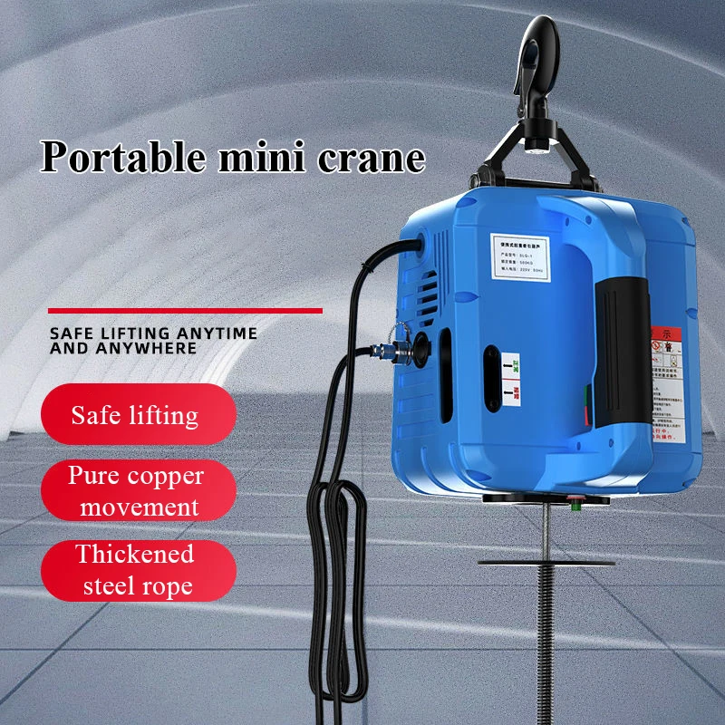 Electric Hoist Lift Portable Crane Upgrade Electric Winch with Remote Control Steel Wire Rope Lifting Hoist 100-500kg 220V