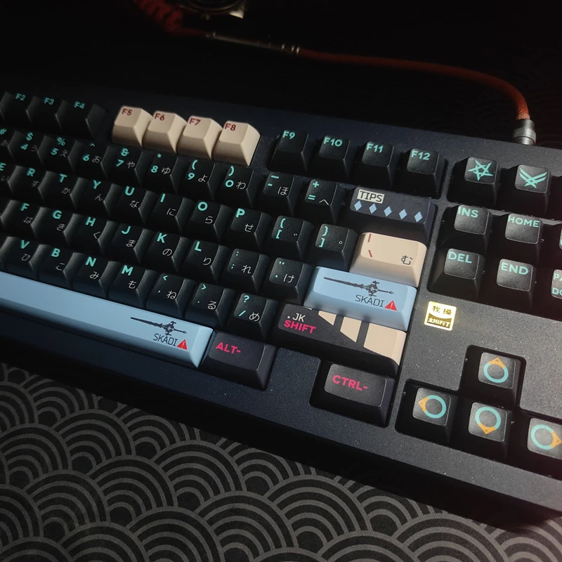Arknights Skadi Anime Gaming Keycaps Pbt Tintura Subbed Kca Perfil Key Caps Iso Enter 7u Barra de Espaço 142 Chaves Set - Imagem 2