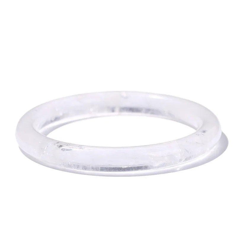 Natural White Crystal Round Bangle Snowflake Bracelet Hand-carved Fashion Charm Jewelry Accessories Amulet Gift for Women Luxury