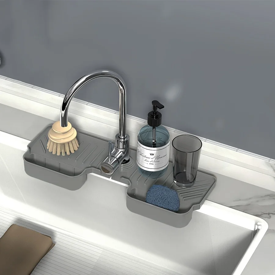 1PC-Silicone drainage mat, faucet splash proof mat, sink splash proof drainage mat, kitchen bathtub suction mat