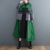 Faionable Oversized Autumn Windbreaker Dr Casual Long Sve Button up A-Line Skirt Korean Sle  Collar Outerwear - Image 2