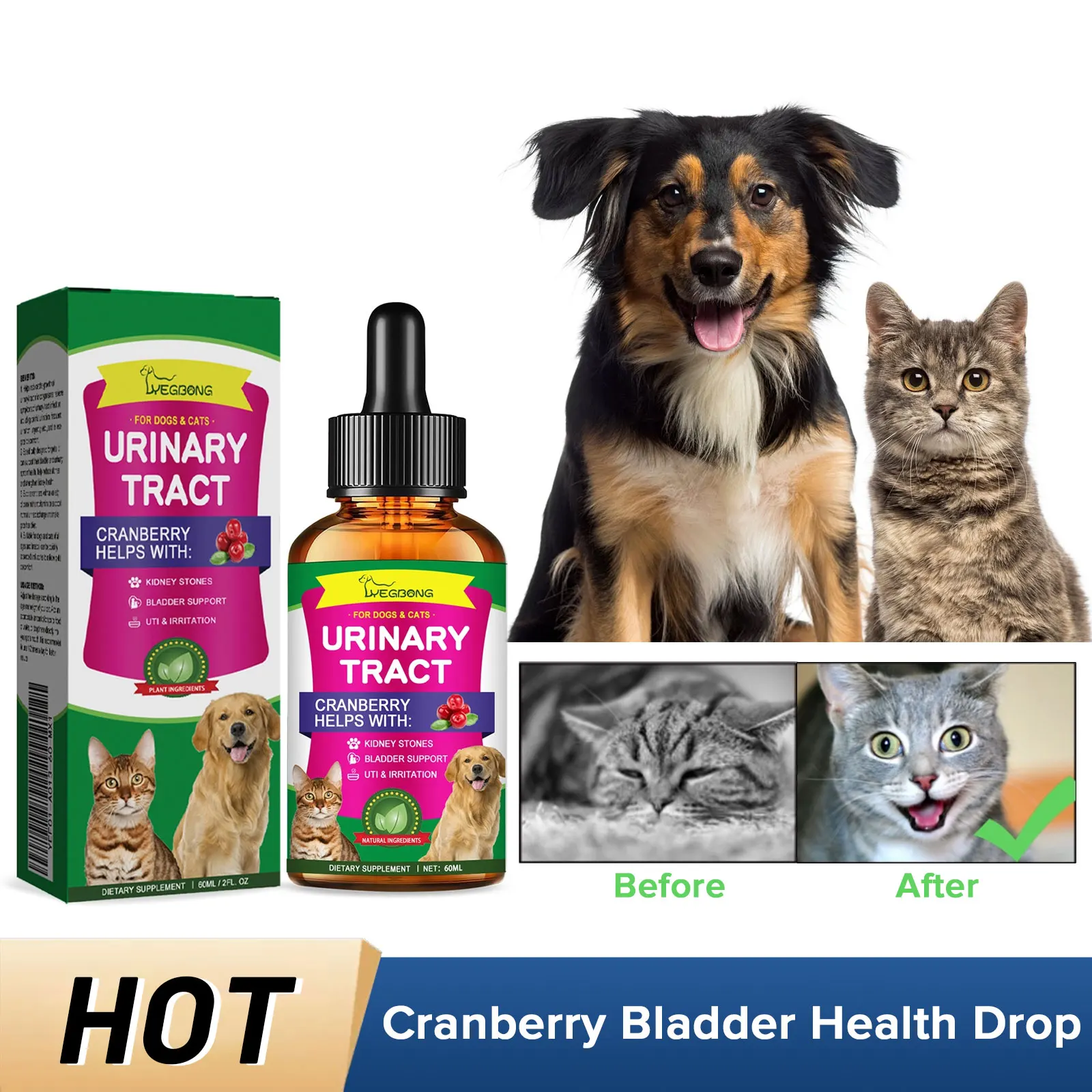 Pet Bladder Health Drops Promote Kidney Health Urinary Tract Care Bladder Stone Remover Inflammation Treatment Pet Health Drops