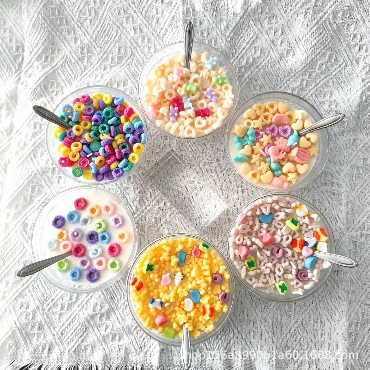 Fruit loop Unique Attracting Cereal Bowl Candle With Spoon Cereal Bowl