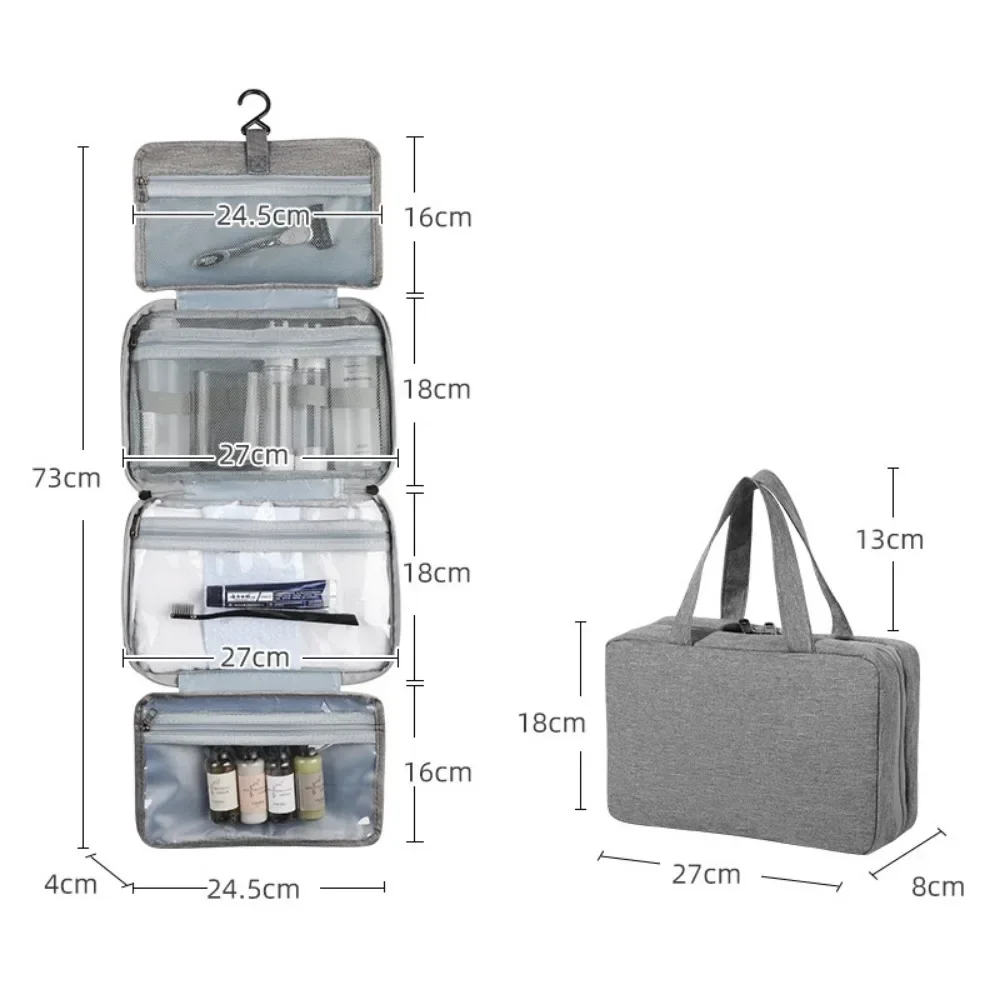 Travel Toiletry Bag with Hook, Portable Makeup Cosmetic Organizer Bag for Full-Sized Shampoo, Toiletries, Makeup Accessories 2