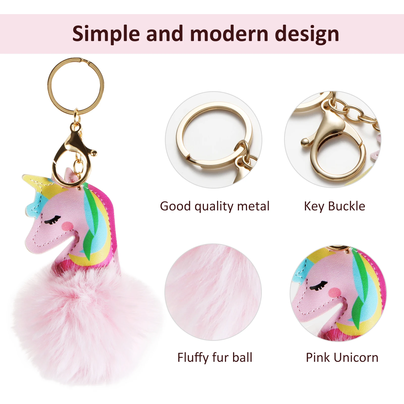 Qiiuuy 4 Pieces Cute Keychain Fluffy Faux Rabbit Fur Kawaii Keyring For Girls Womens Bag