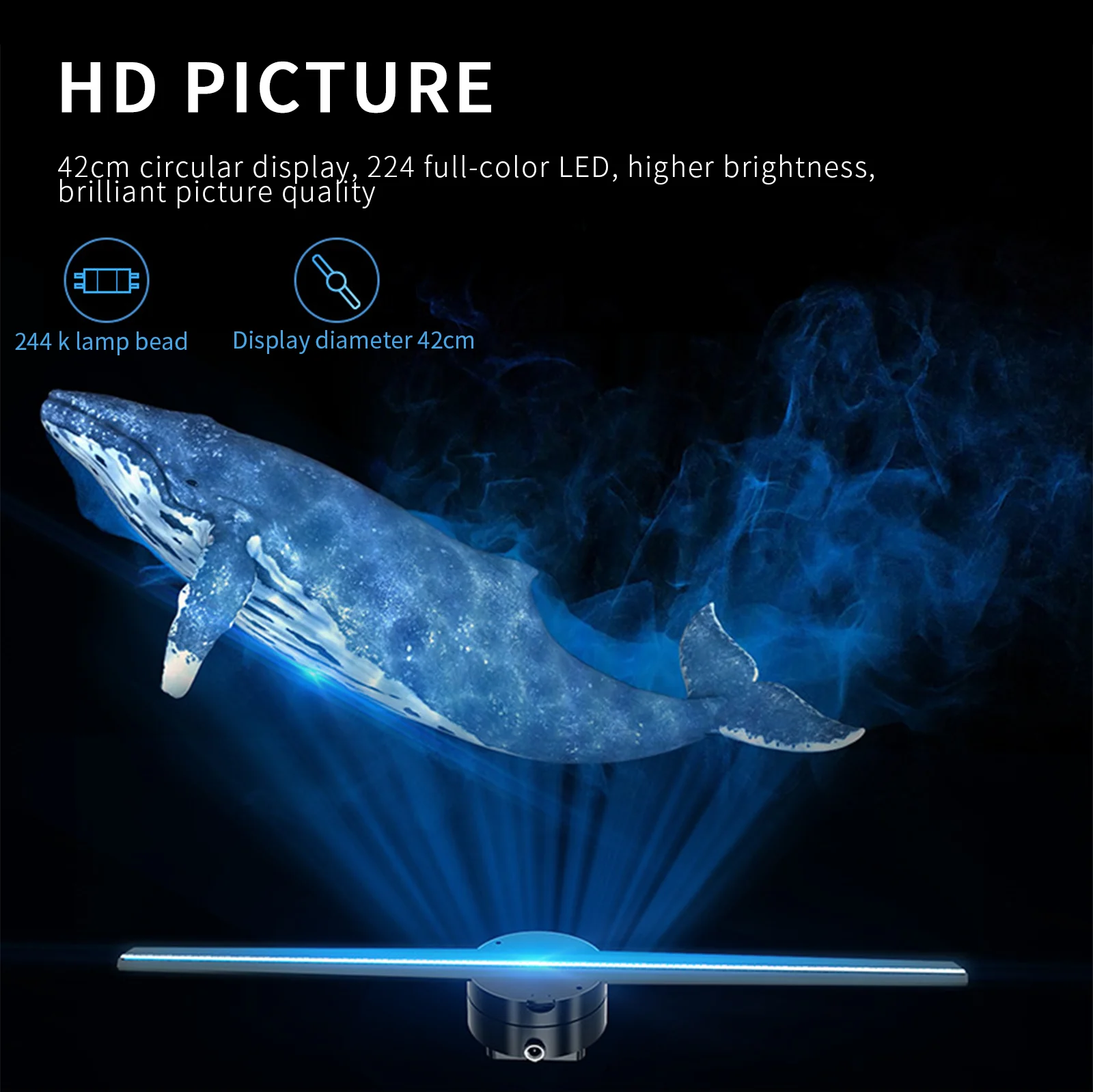 WIFI 3D Fan Hologram Projector Remote Control Commercial Display 384LED Hologram Lights Transmit Picture Video
