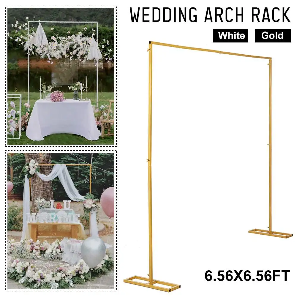 2x2M Wedding Arch Door Square Metal Flower Rack with Bases Background Decorative Frame for Wedding Party