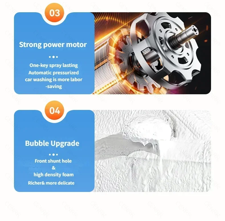 Elektrisches Schaumspray2L, handgehaltene Schneeflocken-Schaumdüse, Auto-Reinigungsspray, Reinigungszubehör, Hochdruck-Autowaschpistole. – Detail 9