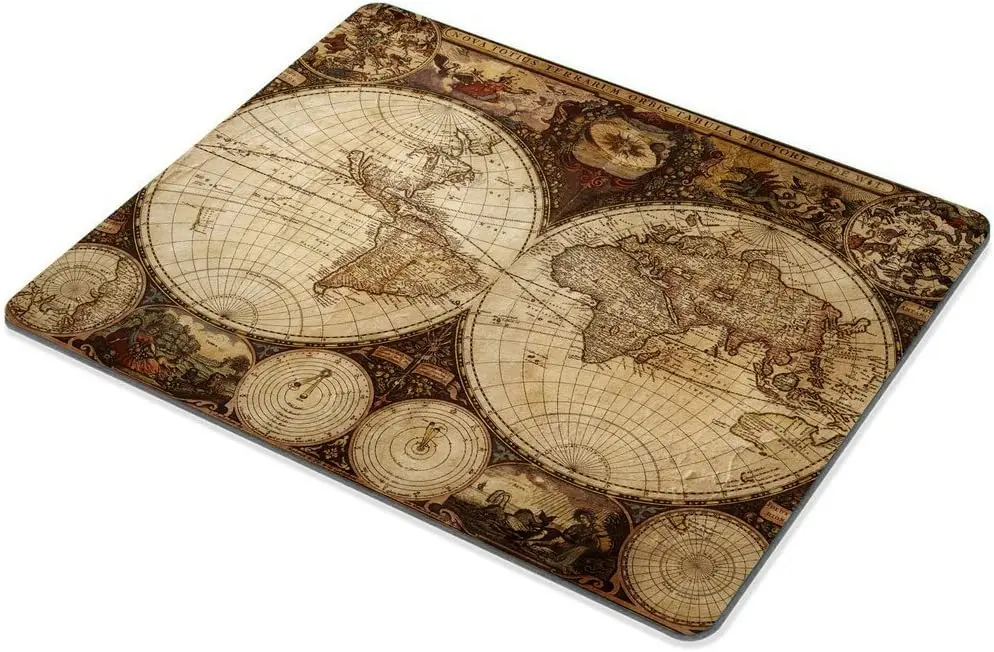 Vintage World Map Mouse Pad  Image of Old Map In 1720s Nostalgic Style Art Historical Atlas Mouse Pad Brown Beige