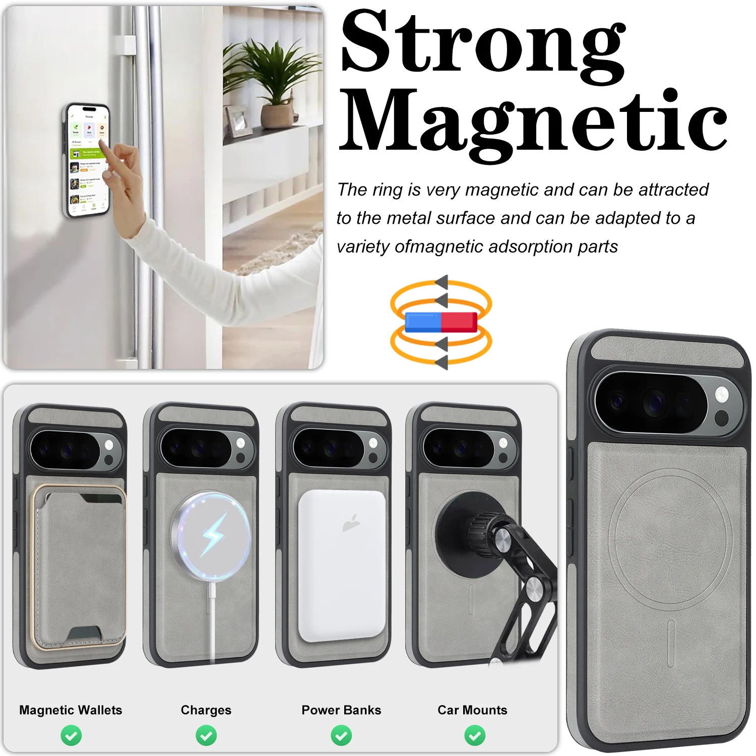 Premium 2-in-1 Leather Wallet Phone Case with Wireless Charging & Magnetic Closure