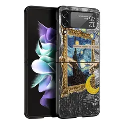 Starry Sky Van Gogh Art Black Hard Folding Phone Case for Galaxy Z Flip 4 (A2)