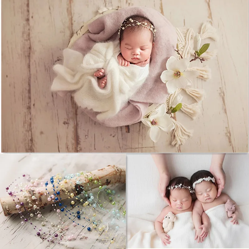 Baby Photography Props Pearl Beaded Headdress Hair Head Flower Baby One Month One Hundred Days Baby Headband