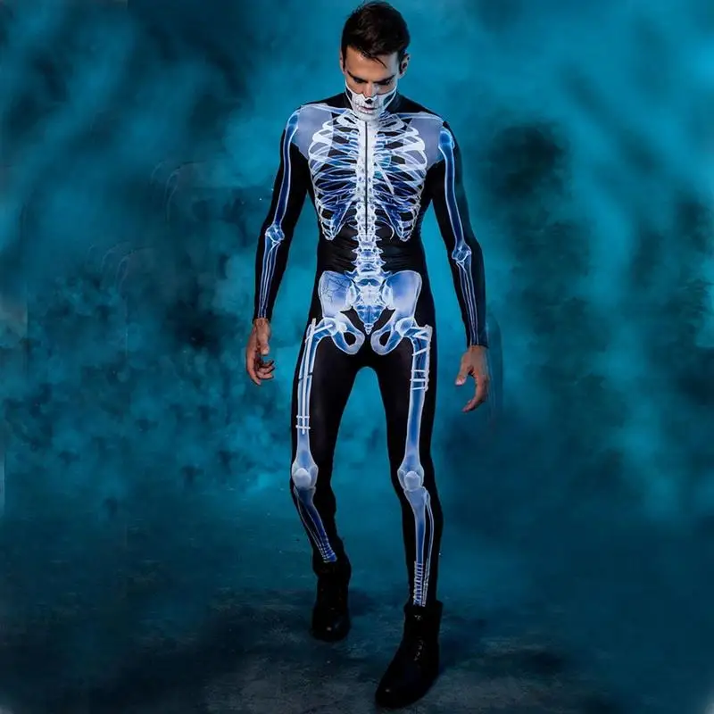 3D Skeleton Costumes Halloween Skeleton Outfit Cosplay Costume For Men Women Halloween Cosplay Pretend Role Play Dress Up
