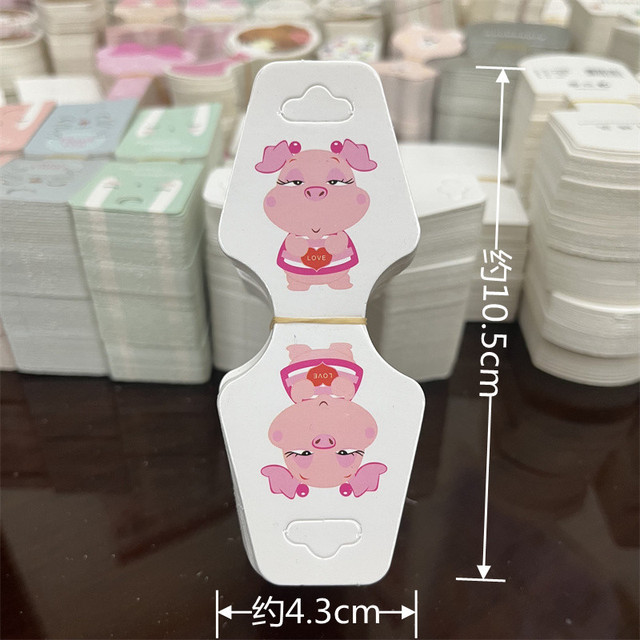 Kraft Paper Packing Tag Cards for Handmade Hair Jewelry Display Cute Bear Cat Face Stamp Paper Hairband Hanging Price Tag
