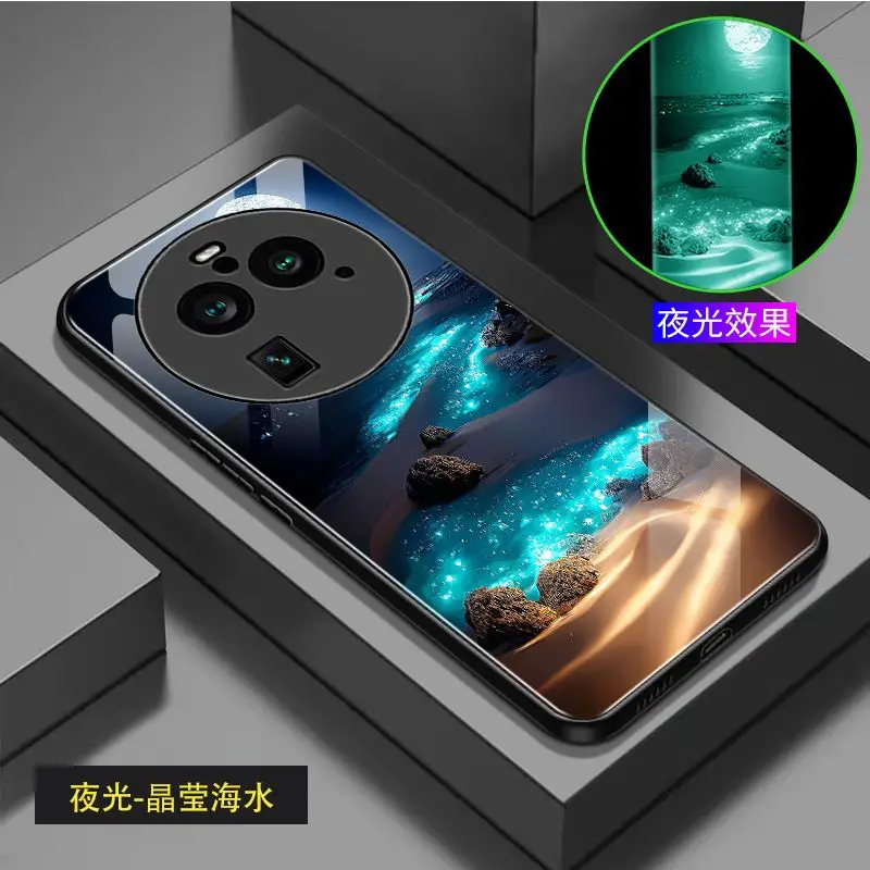 

Светящийся фоточехол для OPPO Find X6 Pro, светящийся Темный чехол с изображением пляжа для OPPO Find X6, чехол