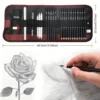 Drawing Pencils Sketch Pencil Professional Sketching Art Graphite Charcoal Blending Stump Pencils kit (29 art supplies) 1