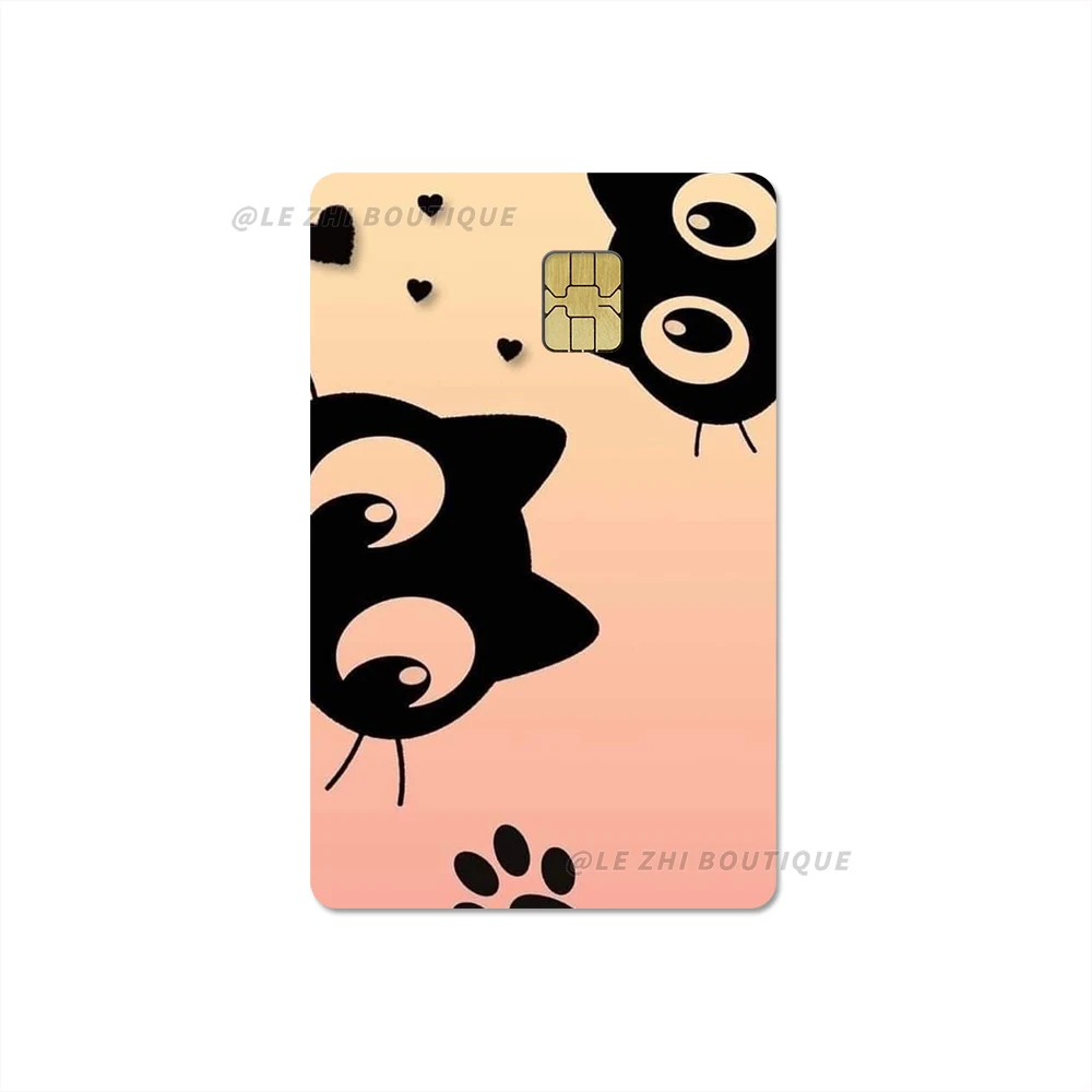 Süße coole Cartoon-Tiere Kreditkarte Haut Film Cover Aufkleber schwarze Katze PVC DIY wasserdichte Bankkarte Bus Metro Aufkleber Geschenk – Detail 8