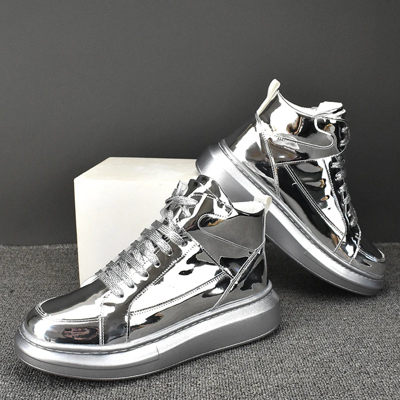 HOT Silver Shoes Silver High Tops Mens 2025 Men's High Top