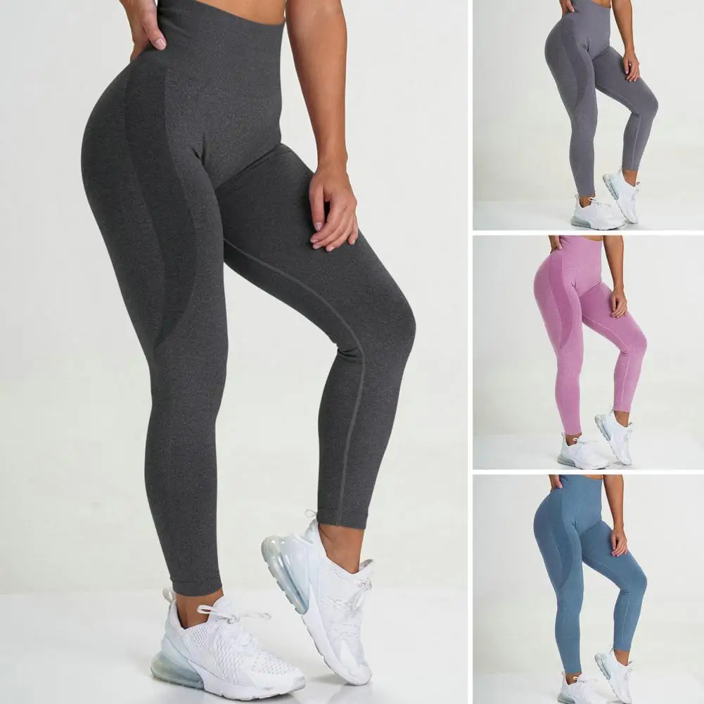 

Women Yoga Seamless Pants Solid Color High Waist Stretch Hip Lift Skinny Sexy Slim Fit Gym Fitness Leggings Activewear Pants