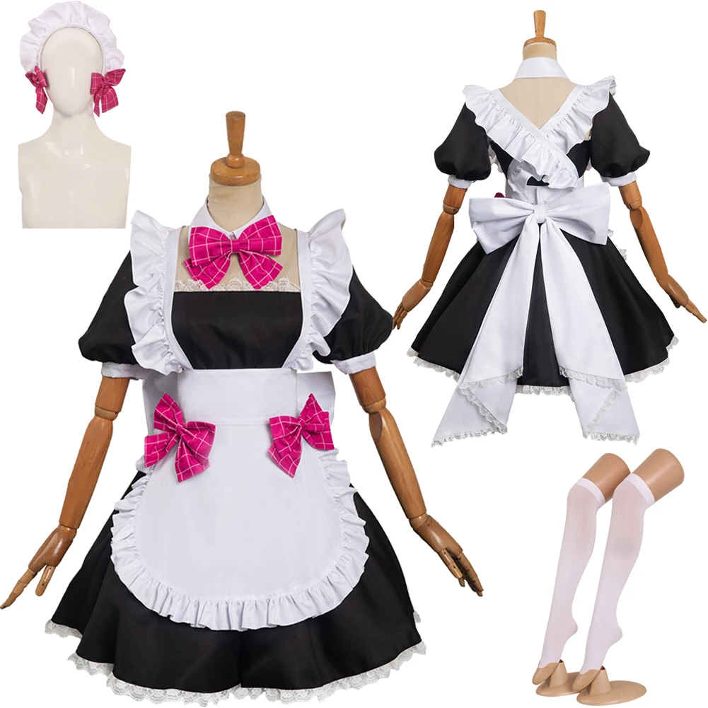 

Hoshino Ai Cosplay Costume Anime OSHI NO KO Maid Dress Apron Headband Set Halloween Carnival Suit Disguise Ladies Women Adult