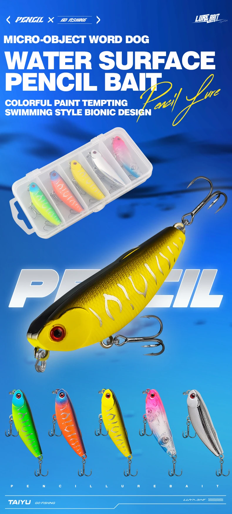 TAIYU 5 Stück/Set 5,5cm Micro Walking Bait Angelköder-Set Salzwasser/Süßwasser Flachwasser Swing Hard Bait Set für Bass und Forelle – Detail 1