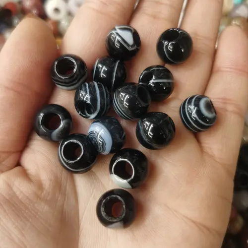 10pcs/Lot 8x14mm 5mm Big Hole Natural Round Jades Jaspe Stone Crystal Spacer Beads Charm Pendant For Jewelry Making Accessories - Image 18