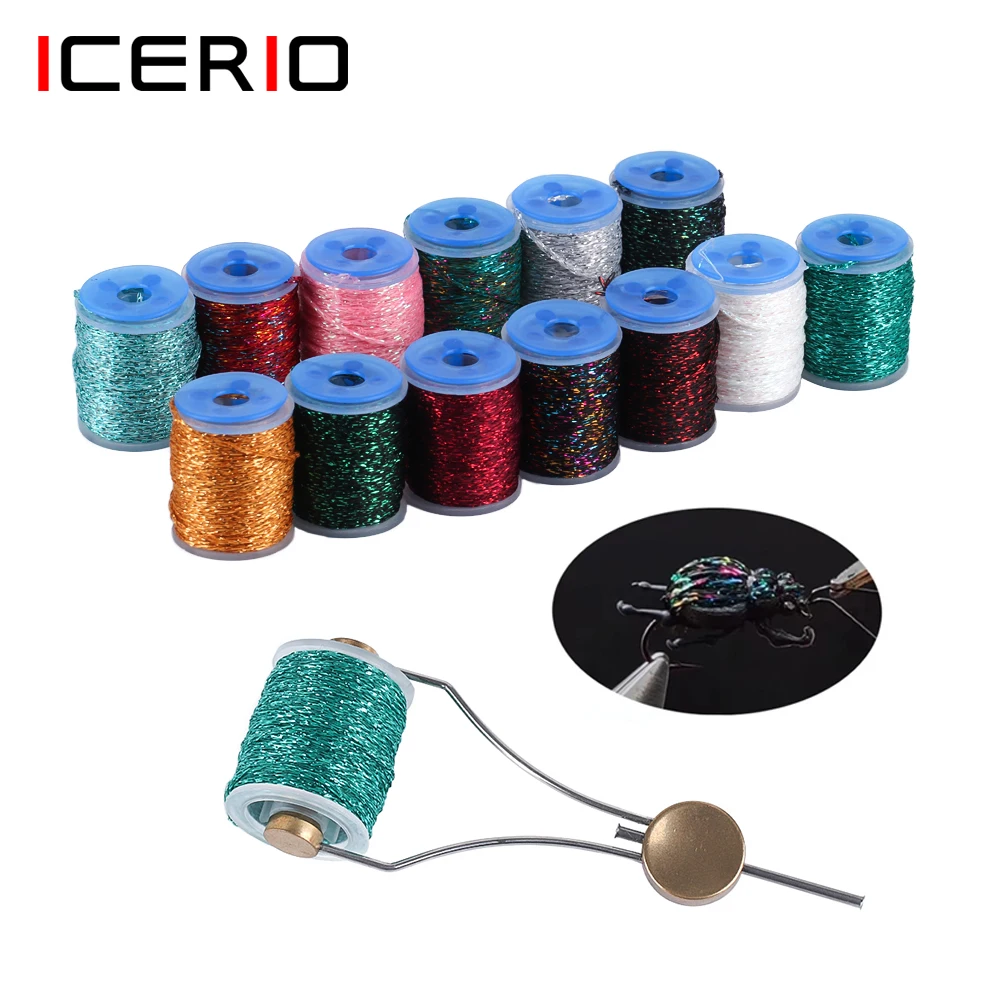 Icerio 1Mm Larghezza Olografica Treccia Piatta Flash Tinsel Tubo Pesca A Mosca Materiale Di Legatura Per Ninfa Streamer Mosche Bonefish 10M/Spool