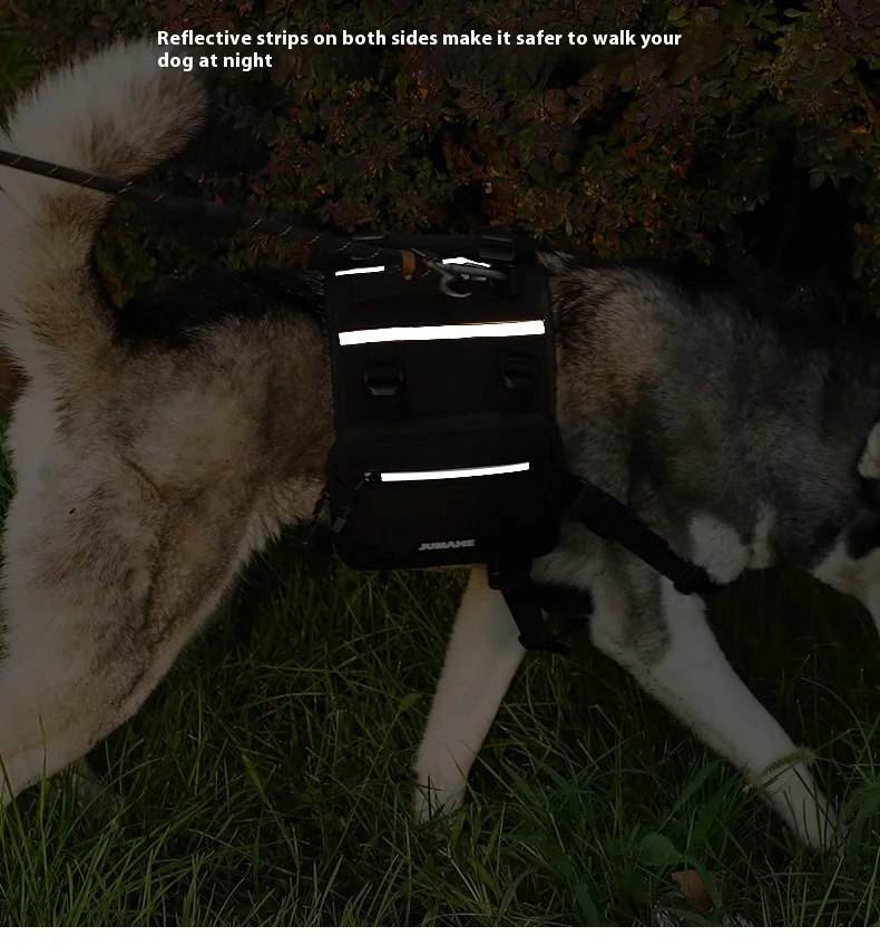 Outdoor Dog Backpack, Oxford Fabric, Double Snack Bag, Tactical Bag, Waterproof, Reflective Saddle Medium and Large Dog