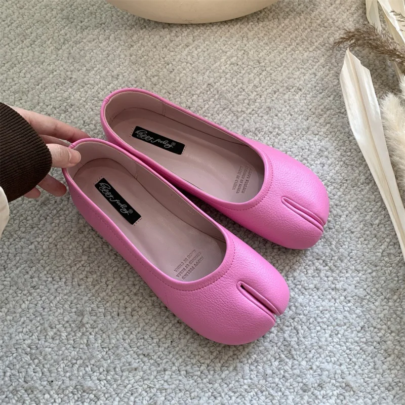 Candy Color Split toe flat shoe woman brand designer pig's trotters flats soft bottom loafers for woman tabi ninja moccasins 6