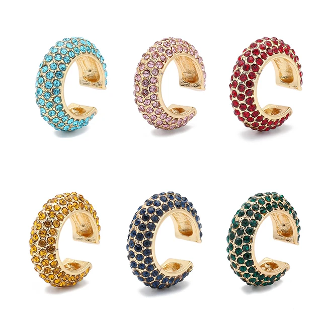 2023 New Arrival Multicolor CZ Crystal Ear Cuff Stackable C Shaped Ear Clips