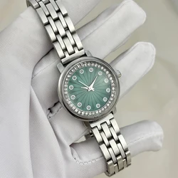 Elegant Silver Women's Watch with Luxury Diamond Dial and Stainless Steel Strap (Silver green)