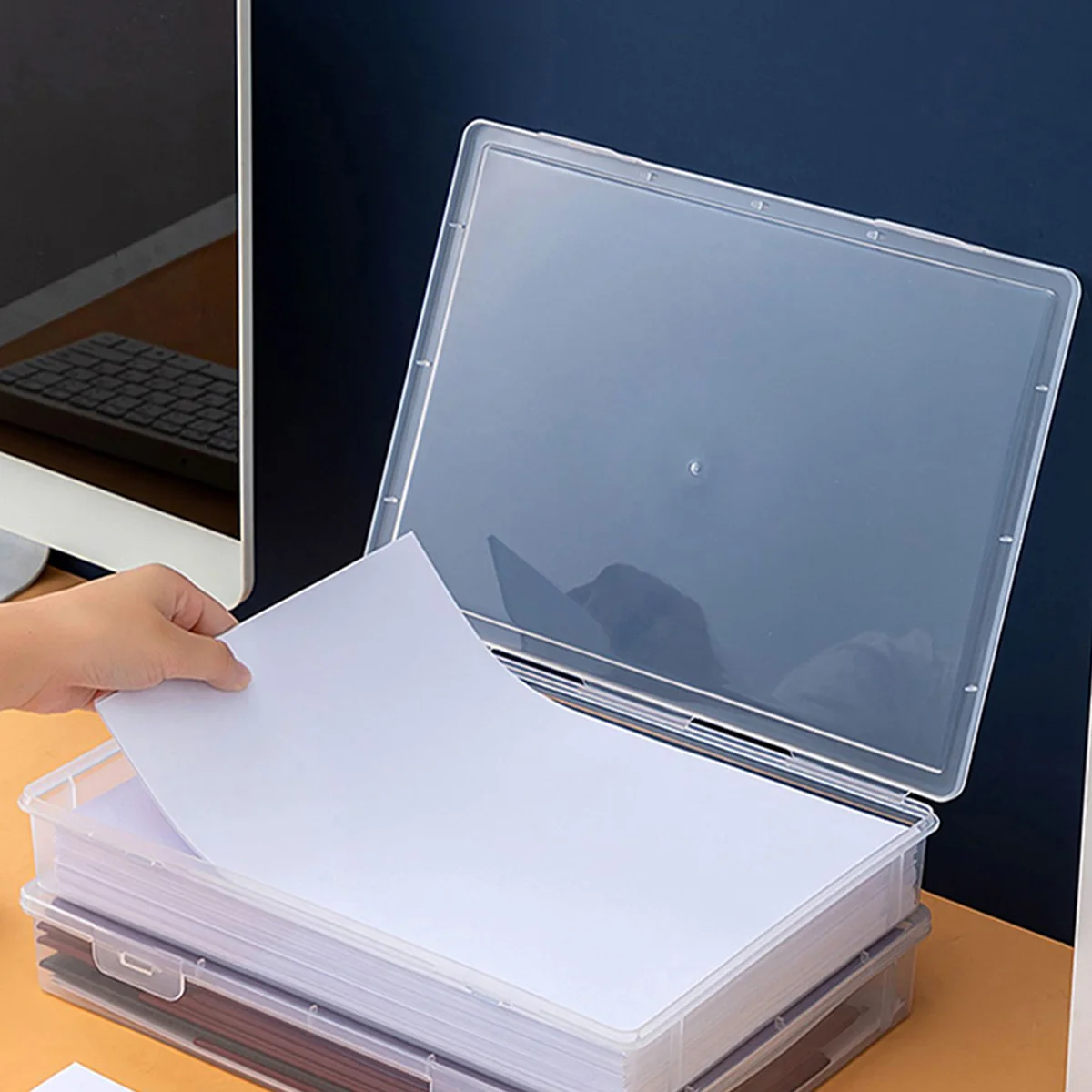 Home Office Supplies Storage Box Multifunctional Desktop Large Capacity A4 Paper Transparent Plastic Organizer Box self adhesive storage box lockable storage box transparent storage box storage box desk organizer storage organizer bag organizer