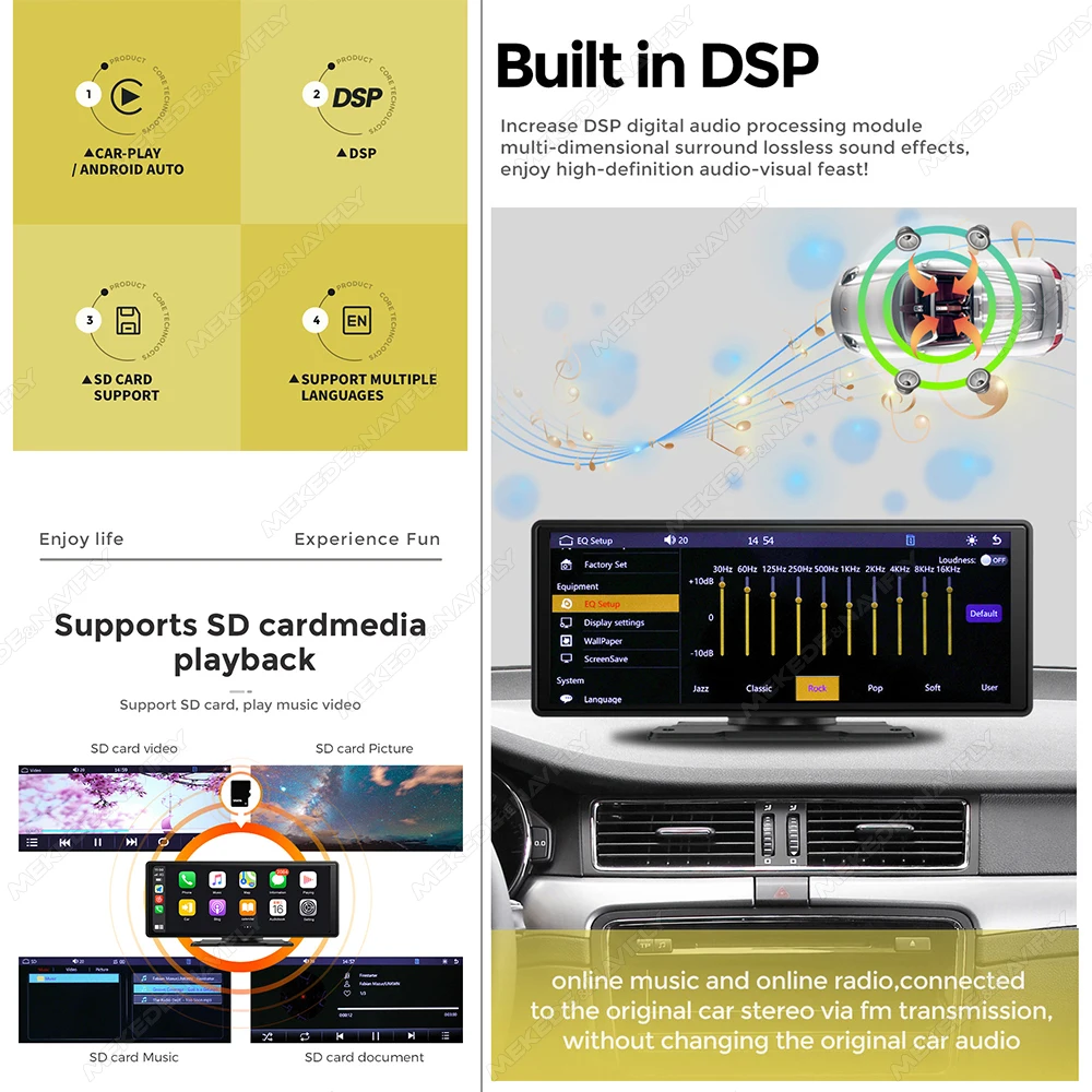  ߾  Ʈ HD ġ ũ   ī÷, ȵ̵ ڵ DSP, BT , SD AUX ī޶, 6.86 10.26