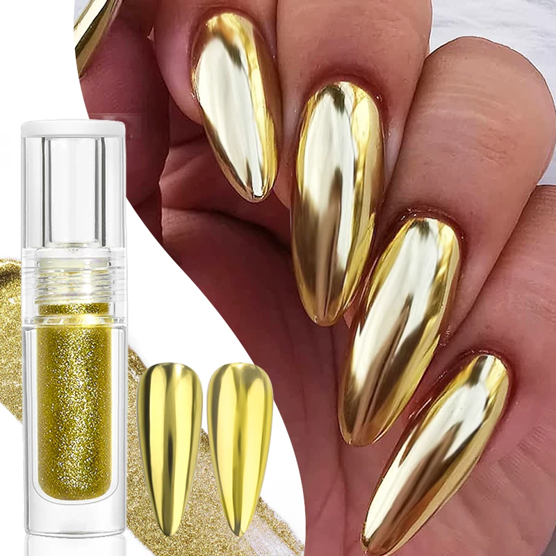 Silver Gold Semi-Solid Magic-Mirror Nail Glitter Powder Metallic Effect Nail Art Dust Gel Polish Chrome Manicure Decoration nail powder nail glitter nail decoration nail decorations