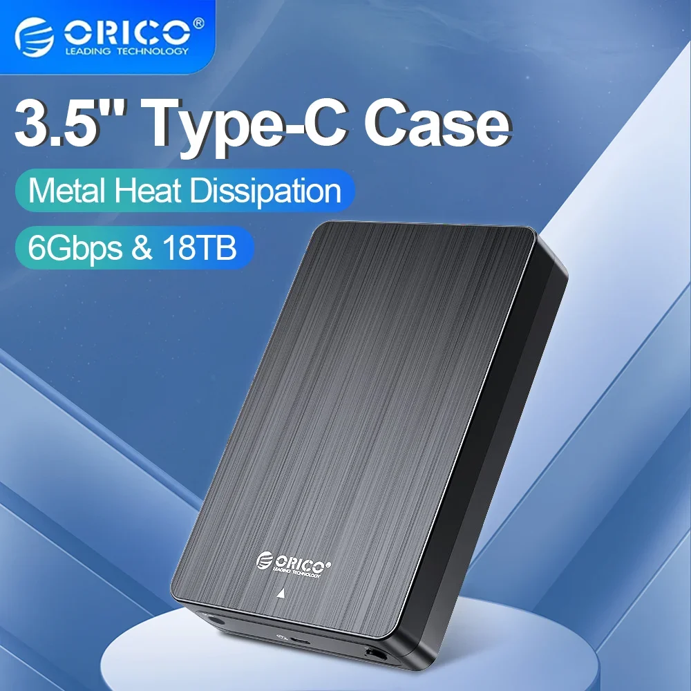 ORICO 3.5 HDD Case SATA to USB C 6Gbps External Hard Drive Case for 3.5 inch HDD Enclosure with 12V Power Adapter Support 18TB orico 2 5 3 5 inch usb 3 0 to sata hdd docking station for hdd ssd support uasp and 18tb hdd enclosure