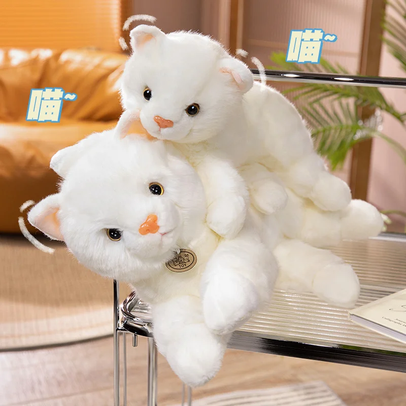 High Quality Persian Cat Plush Doll White Cat Stuffed Soft Kitten Plushie Pet Kids Toy Room Decor for Girls Xmas Gifts