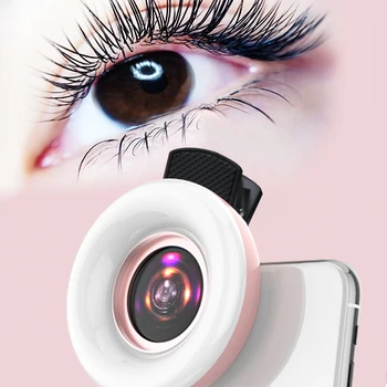 모바일용 매크로 렌즈 15X 필 링 라이트 셀카 라이브 카메라 렌즈, LED 포함, 범용 플래시 스마트폰 휴대용 라이트 클립