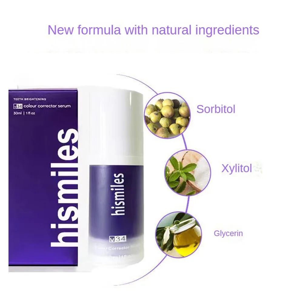 Tooth powder 30ml V34 SmileKit Purple Toothpaste Removes Tartar Clean Oral Hygiene Fresh Breath Whitening Teeth Care Products