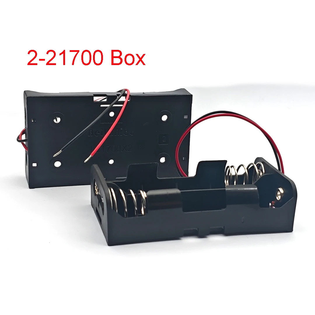21700 배터리 홀더 박스 3.7V 플라스틱 보관 케이스 (1/2/3/4 셀용, 검정색 및 빨간색 전선 포함)
