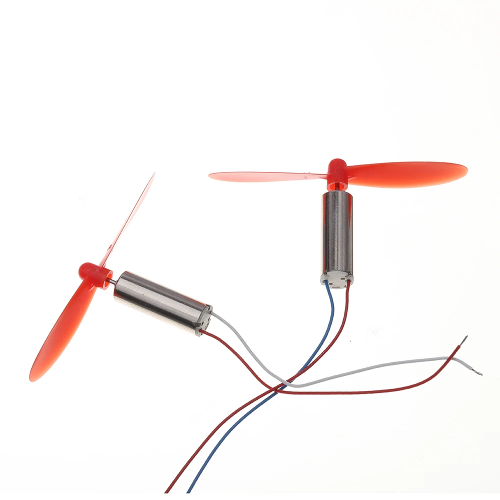 Lot de 2 Moteurs 720 Sans Noyau + Hélices 55mm pour Drone RC 3V-3.7V 47600RPM