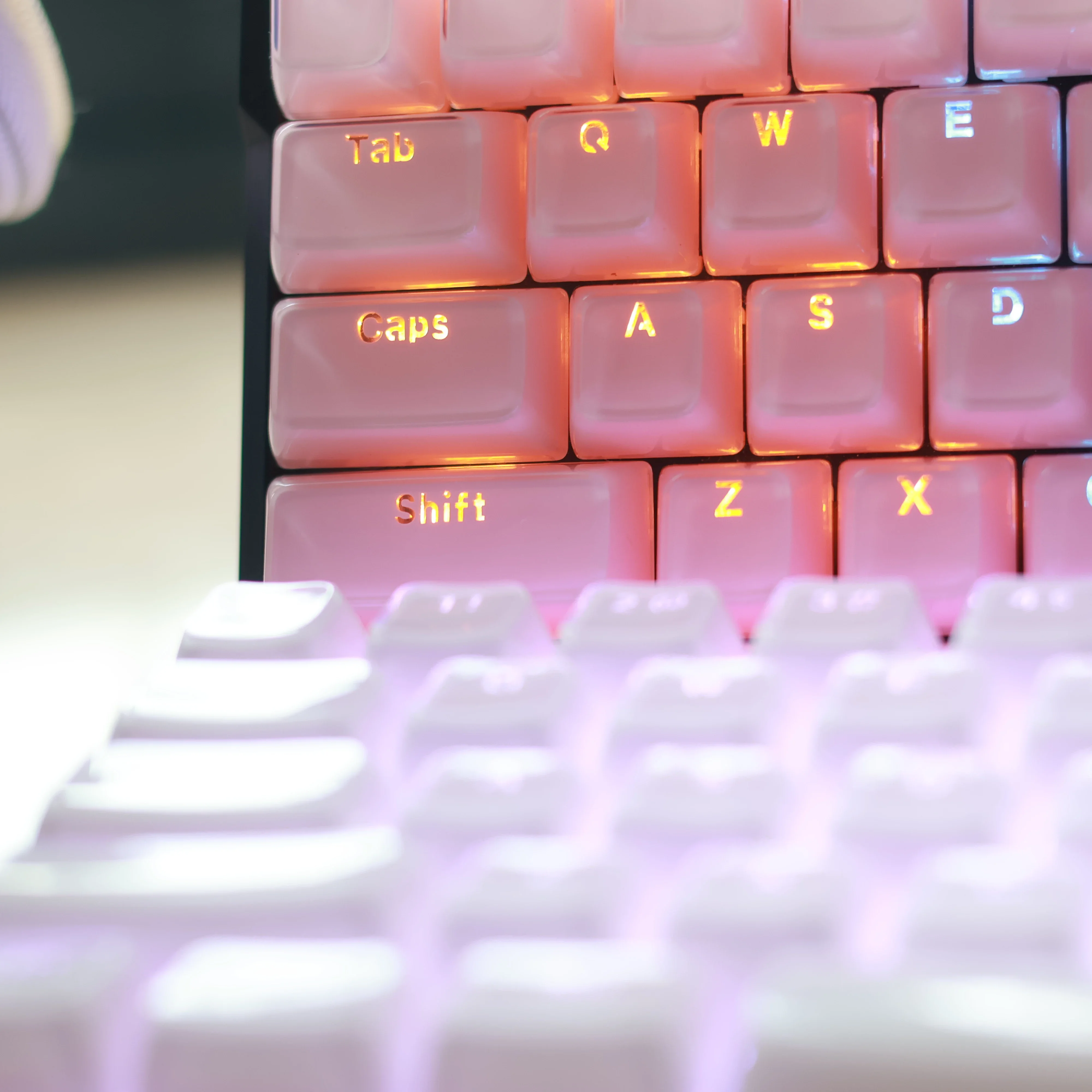 Teclado Mecânico Translúcido para Alice Cor-de-rosa Perfil Mda Branco Faça Você Mesmo Retroiluminado Cristal Faça Você Mesmo Diy 135 Chaves - Imagem 3