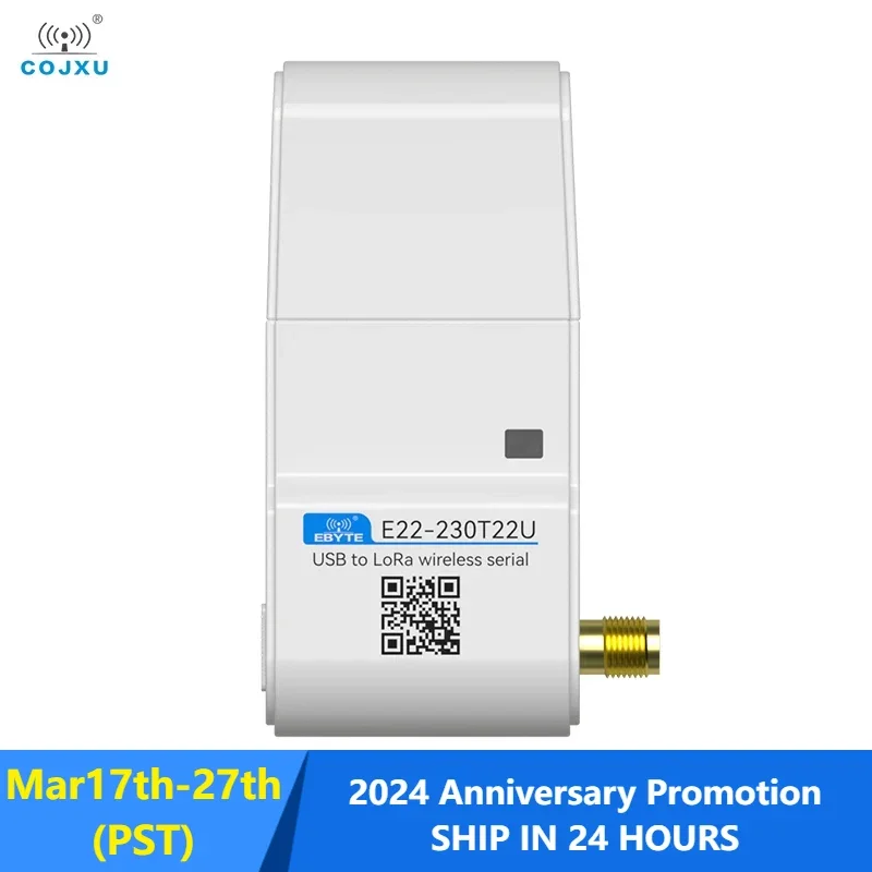 

SX1262 LoRa Module 230MHz USB Interface COJXU E22-230T22U 22dBm DIP Wireless Module With Antenna Long distance 5KM RSSI LBT