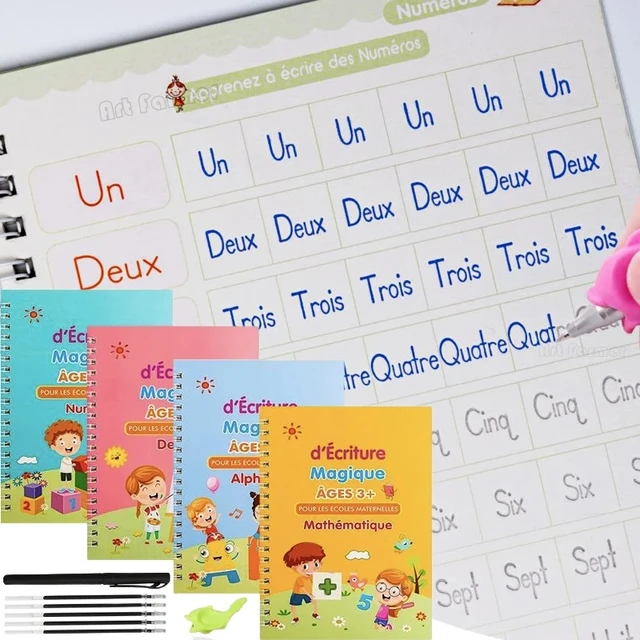 4 French 3D Groove Children Magic Book Learning Calligraphy Copybook Letter  Numbers Math Drawing Writing Exercise Books Notebook - AliExpress