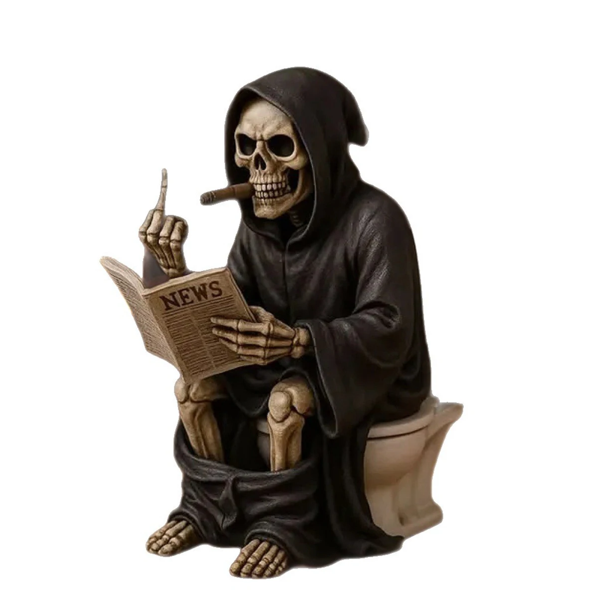 1/2pcs Halloween Wansheng Middle Finger Toilet Death God Statue Resin Crafts Ornament Wansheng Decoration Halloween Death Statue