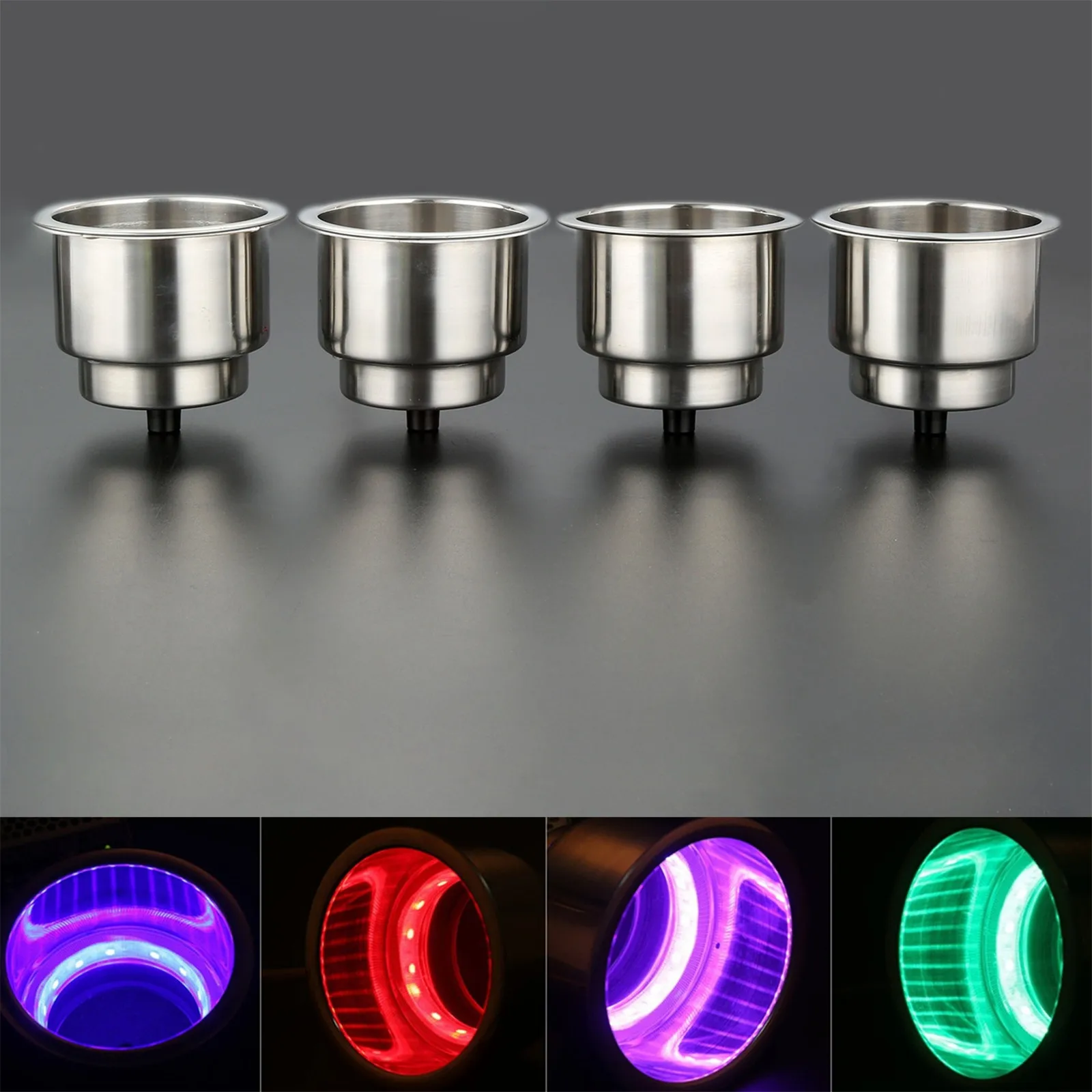 1/2/4 Pcs Marine Stainless Steel 12V LED Light Recessed Built-in Car Cup Drink Holders Sailing Light Rowing Boats Accessories tank tops drink the booze and light the fuse american flag tank top in white size l m xl