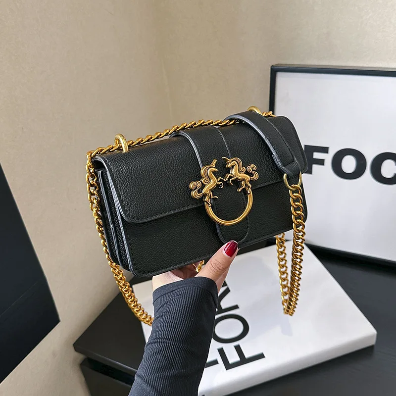 

Luxury Brand Women's Shoulder Bag Handbag Crossbody Bird Pattern Y2k Small Square Chain Clutche Fashion Commuting Retro Style