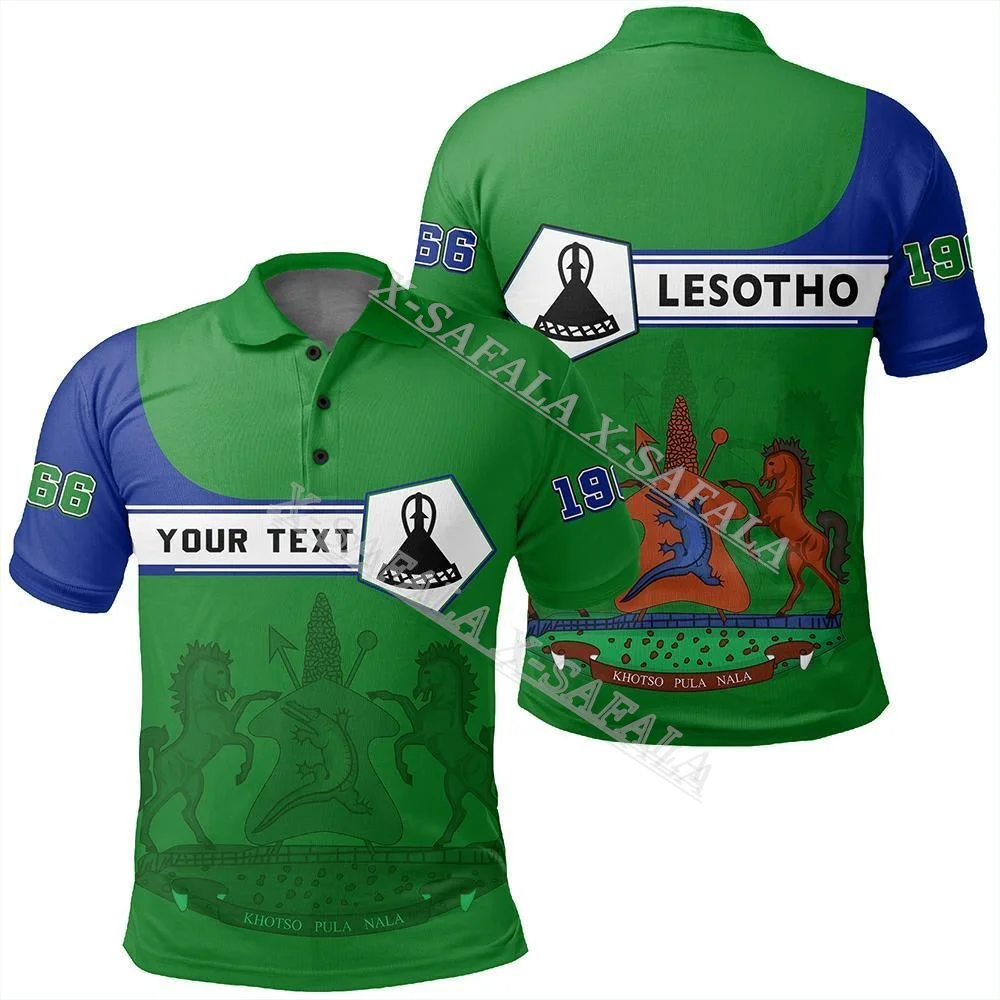 

Lesotho Country Flag Emblem National Independence Day 3D Print Polo Shirts Men Collar Short Sleeve StreetWear Casual Top