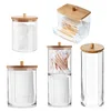 Cotton Swab Organizer Storage Bamboo Cover Acrylic Round Organizer Makeup Storage Box Container Organizadores 1