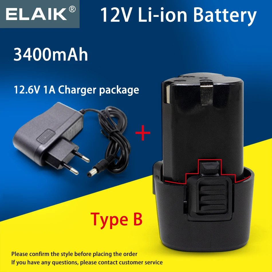 

Bateria de lítio recarregável para broca angular, chave de fenda elétrica bateria sobressalente, 12V, 1500mAh,12.6V, UE, EUA, AU