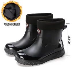 Waterproof Anti - Slip Wear - Resistant Rubber Shoes - 45 (Black  with cotton )